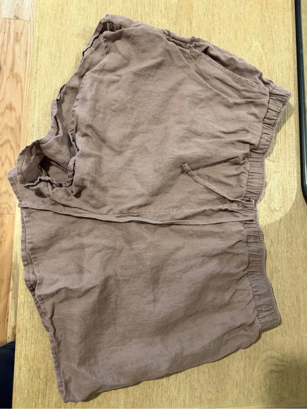 Women’s Aritzia Sail Linen Short, Little Moon, Deep Taupe, Size L
